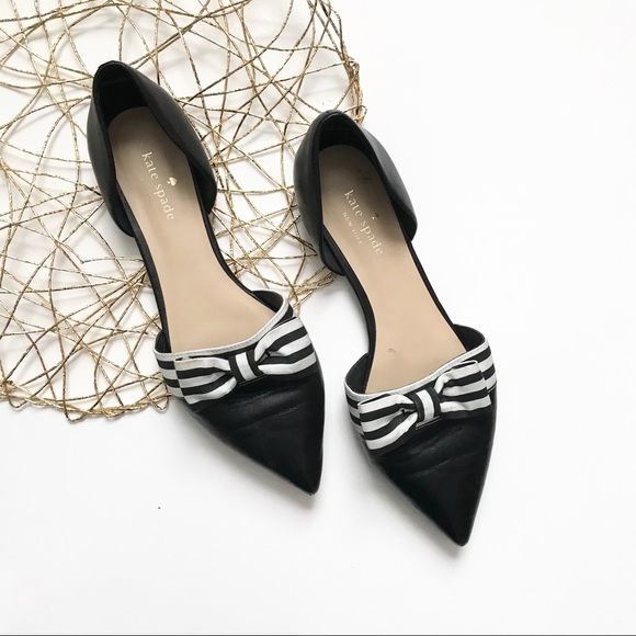 kate spade Shoes - Kate Spade Striped Bow D’orsay flats